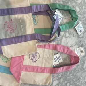 Canvas Tote Bag Set - Pink, Purple, Green